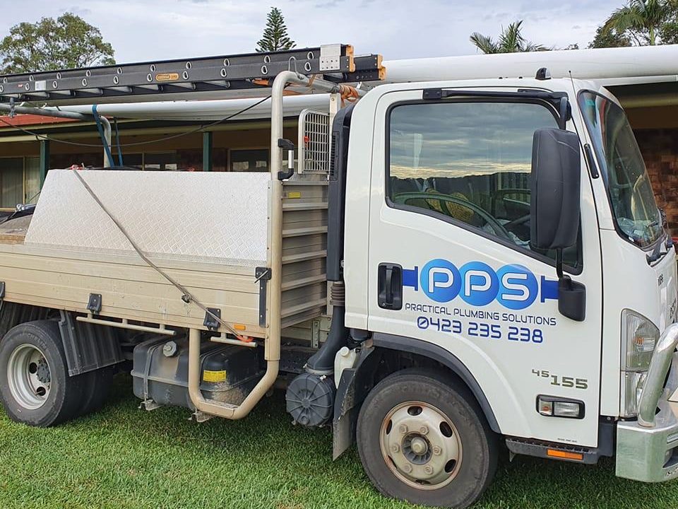 PPS practical plumbing solutions work truck.